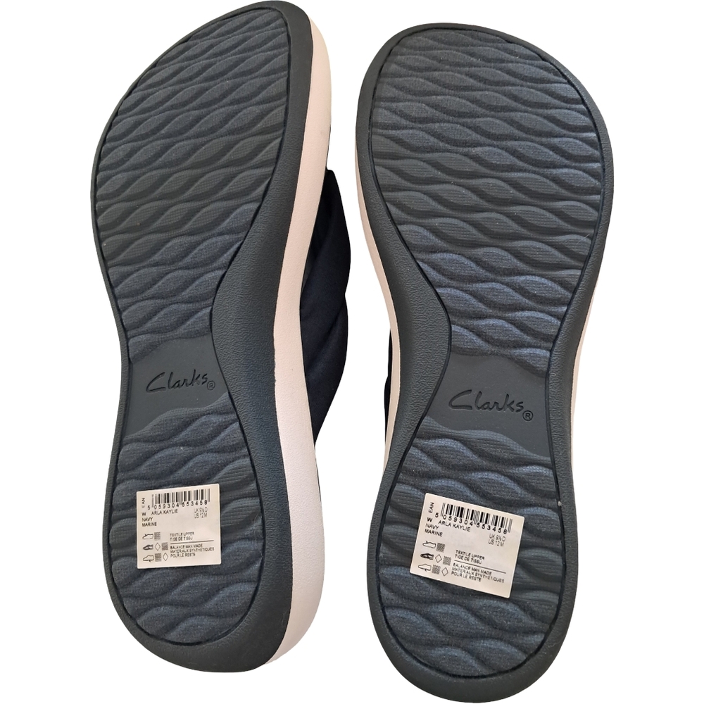 Clarks Cloudsteppers Arla Kaylie Navy Marine Women's Sandals Size 12 M New - Picture 6 of 8